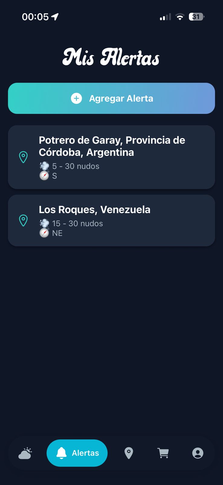 Pantalla de Alertas