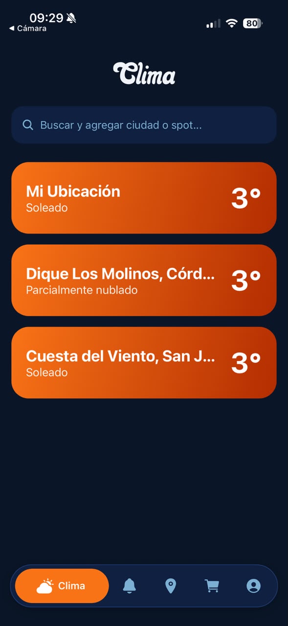 Pantalla de Clima