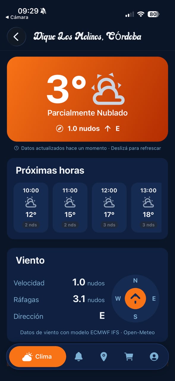 Pantalla de Clima